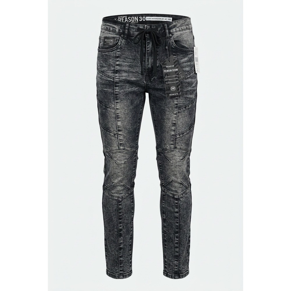 Reason Premium Denim Grey Acid Wash Moto Paneled Jeans DF-72 Mens Size 30 NWT